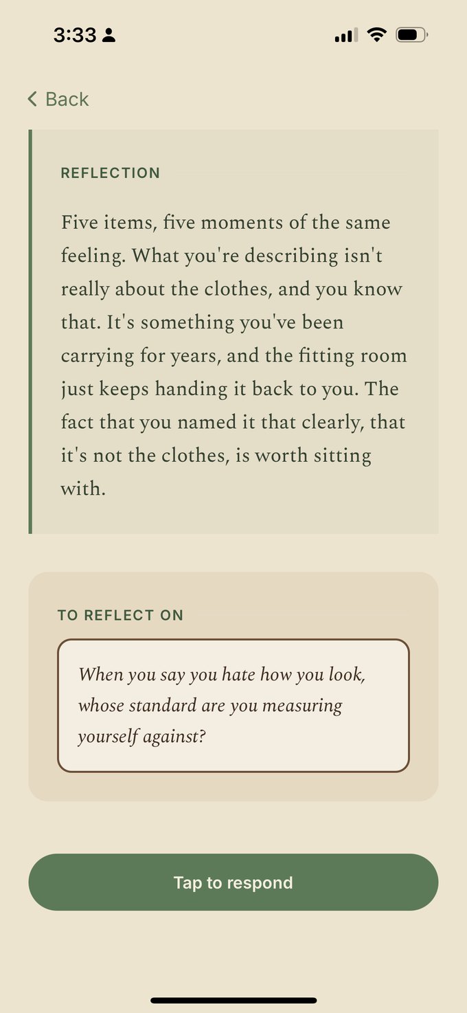 A reflection ending with a single question